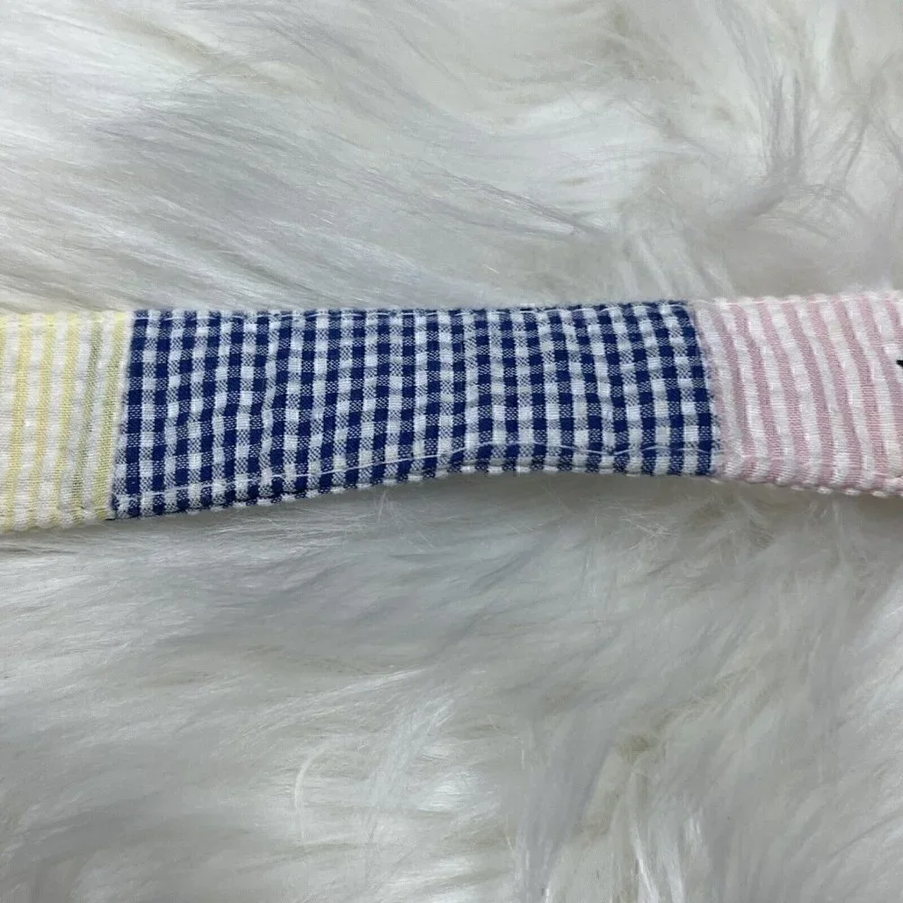 Blue Fish River Maax Belt Patchwork Seersucker D-Ring Preppy Pastel Size Medium